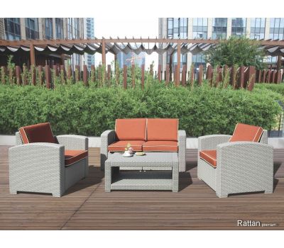 Уличный диваны и кресла Rattan Premium 4 Венге. Подушки оранжевые от производителя  Rattan по цене 65 000 р