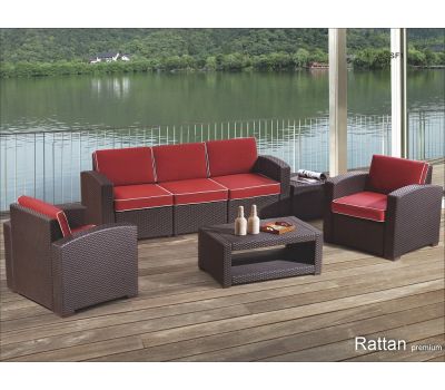 Уличный диваны и кресла Rattan Premium 5 Венге. Подушки оранжевые от производителя  Rattan по цене 80 000 р